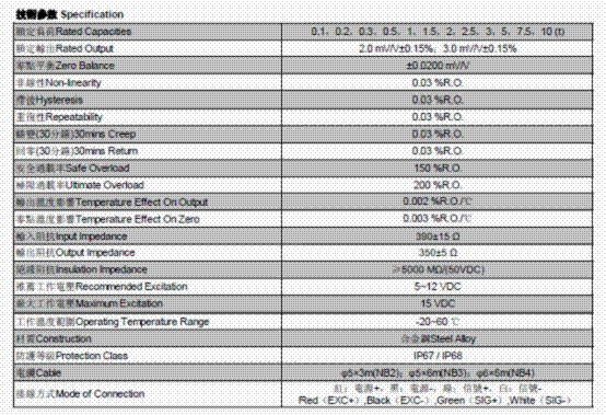 NB2-0.2t,NB2-0.2t稱重傳感器技術(shù)參數(shù)圖